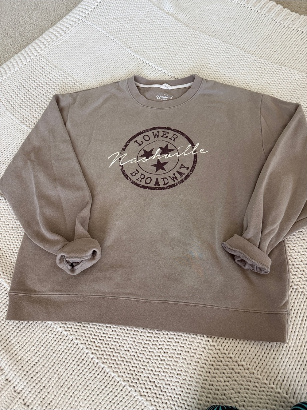 League Men's Nashville Graphic Crewneck Sweater in Taupe
